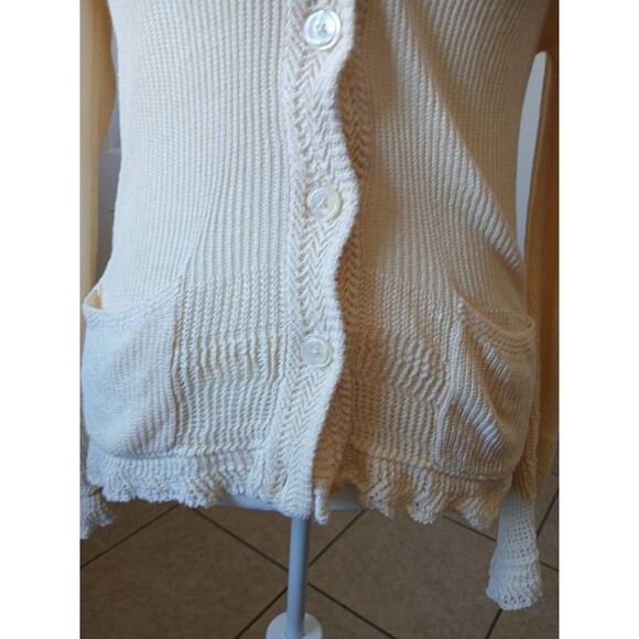 RALPH LAUREN Womens Cardigan Sweater L 100% Linen Creme Button Down  Bohemian - Picture 9 of 16